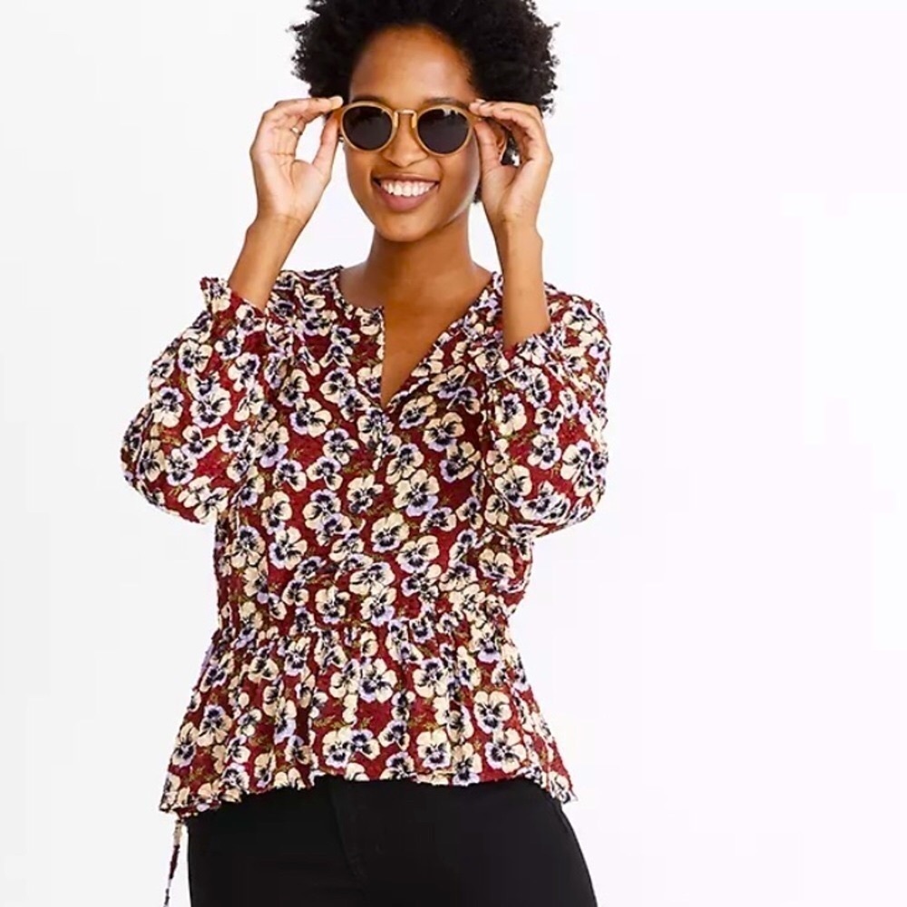 MADEWELL floral pansie print button down blouse